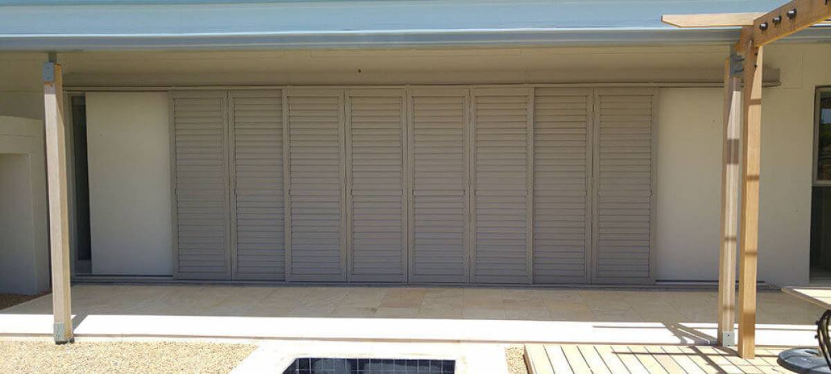 External sliding aluminium shutters installation