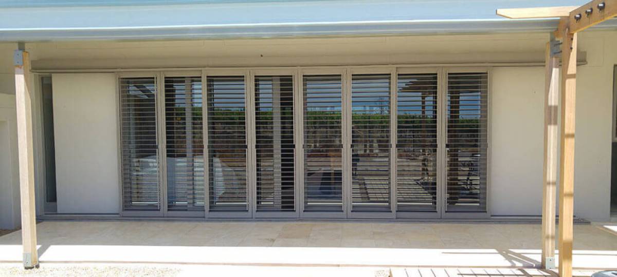 External sliding aluminium shutters detail