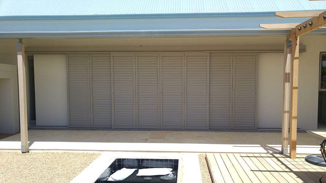 External sliding aluminium shutters recent installation