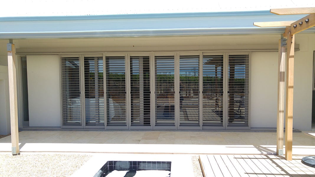 External sliding aluminium shutters recent installation