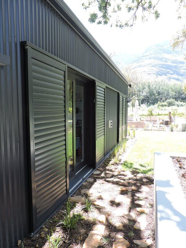 External sliding aluminium shutters recent installation